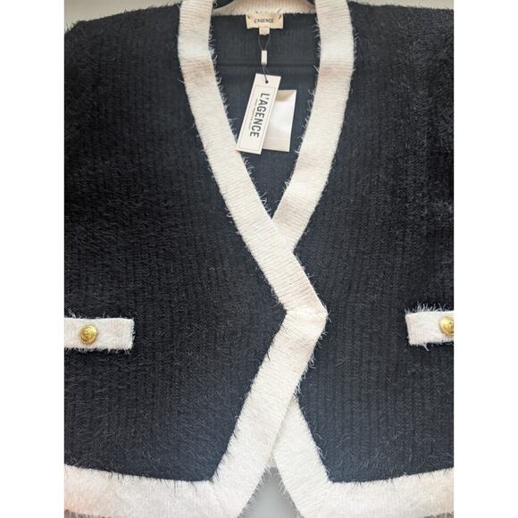NWT L'AGENCE Georgia Contrast Cardigan Blazer Size XXL Black/White #3D513 - Picture 6 of 14